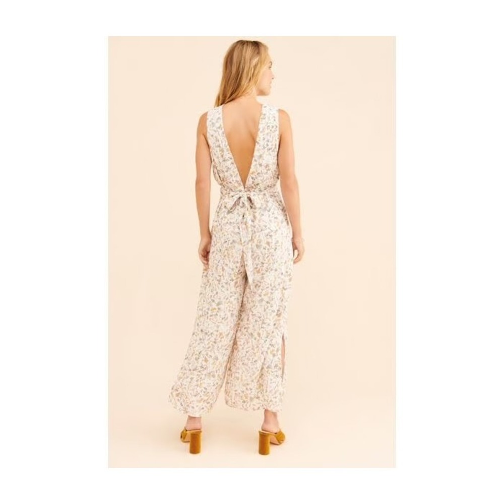 Sancia Elletra Floral V-Neck Wide Leg Jumpsuit White Botanical Open Back XS - Picture 2 of 8